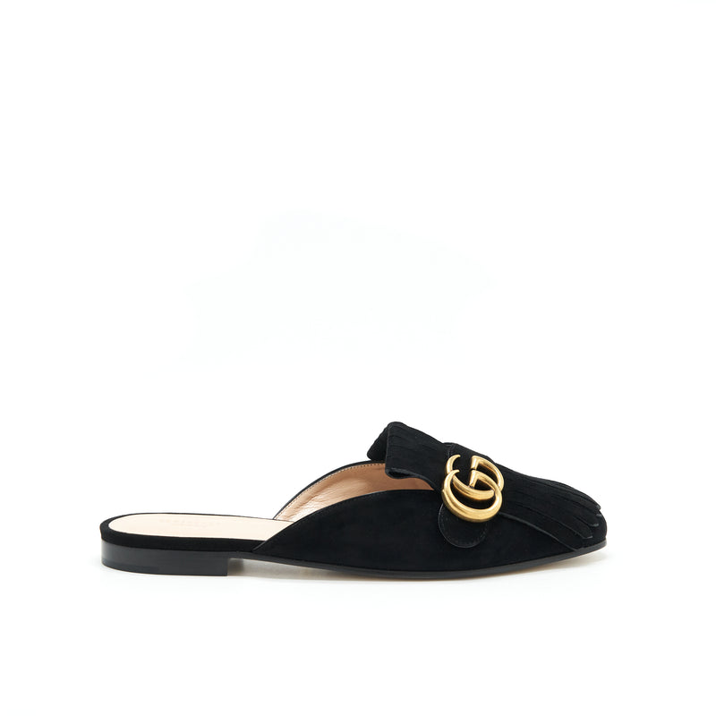 Gucci Size 38.5 GG Suede leather Mules Black