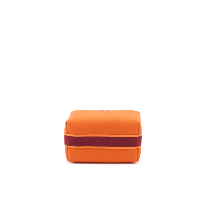 Hermes Bride A Brac Travel Case Small Model Canvas Orange Feu SHW