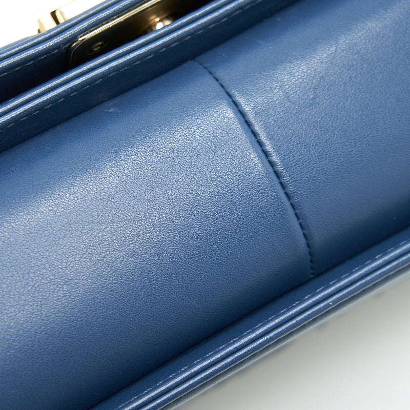 Chanel Medium Boy flap Bag Python Leather Blue LGHW