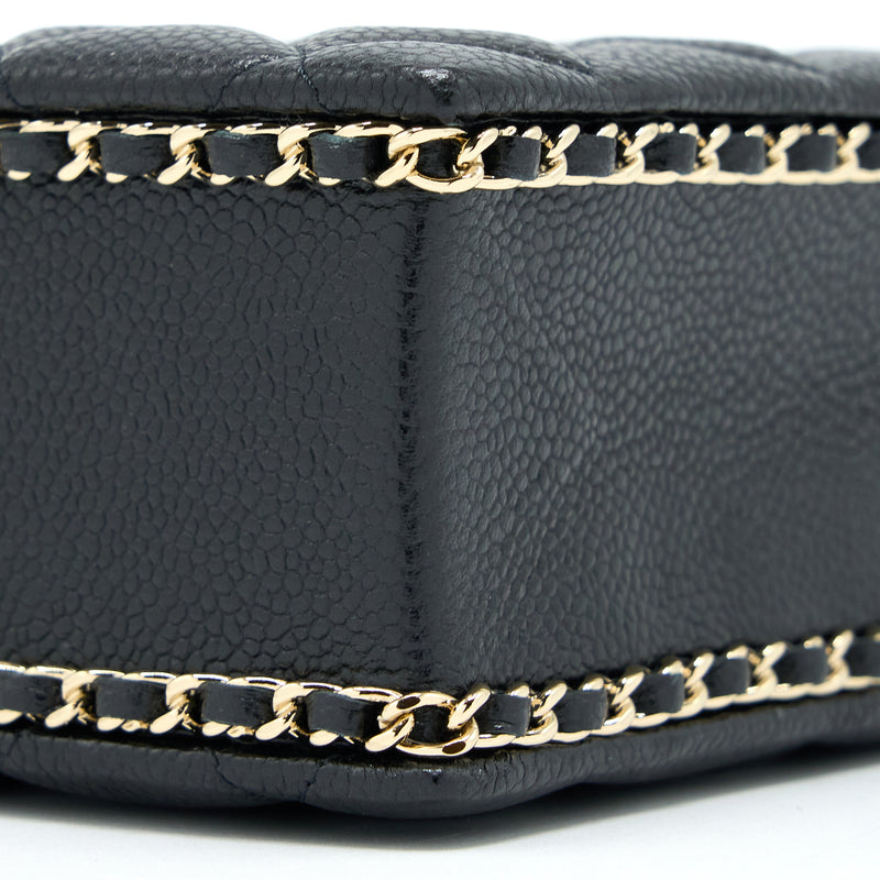 Chanel Vertical Evening Chain Bag Caviar Black LGHW (Microchip)