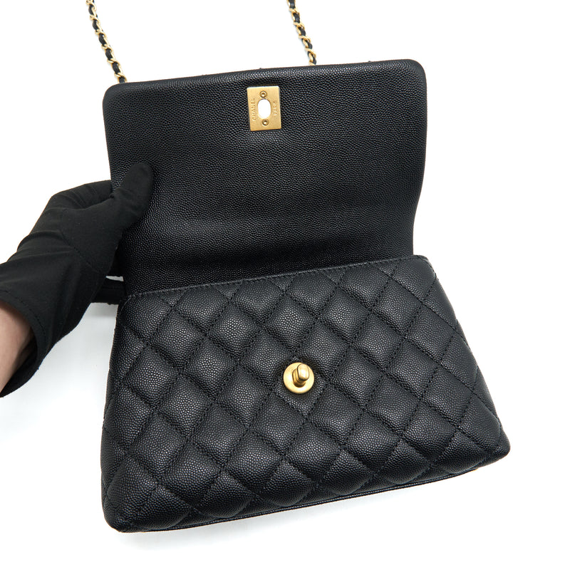 CHANEL MINI COCO HANDLE CAVIAR LEATHER WITH PYTHON HANDLE BLACK GHW