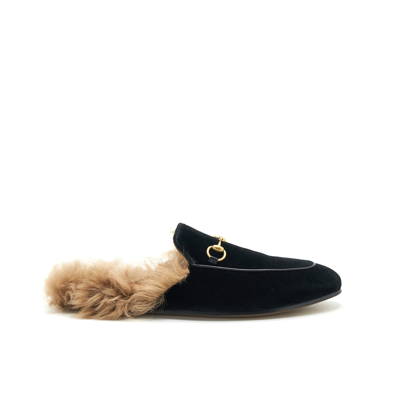 Gucci Size 39.5 Velvet mules Fur Black