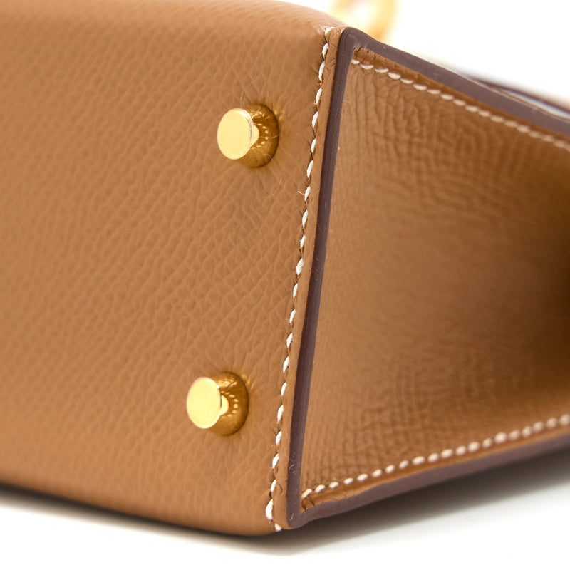 Hermes Mini Kelly II Epsom Gold GHW Stamp Z