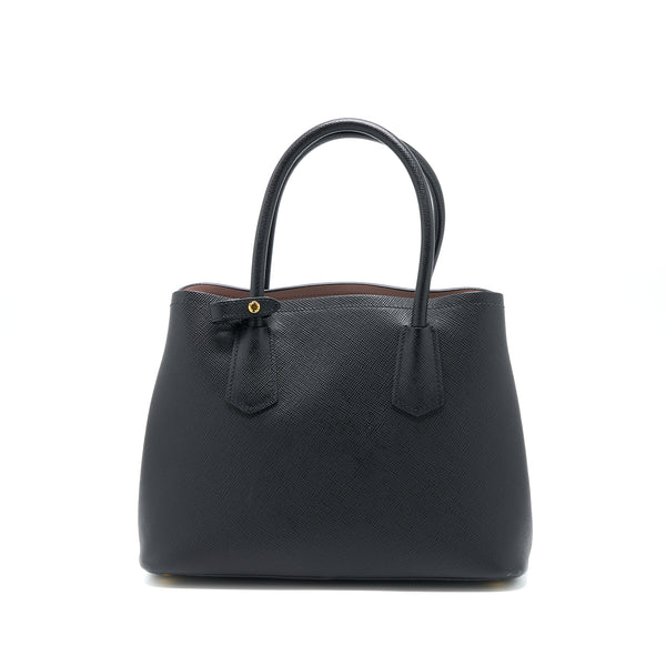 Prada Saffiano Double Bag Calfskin Black GHW