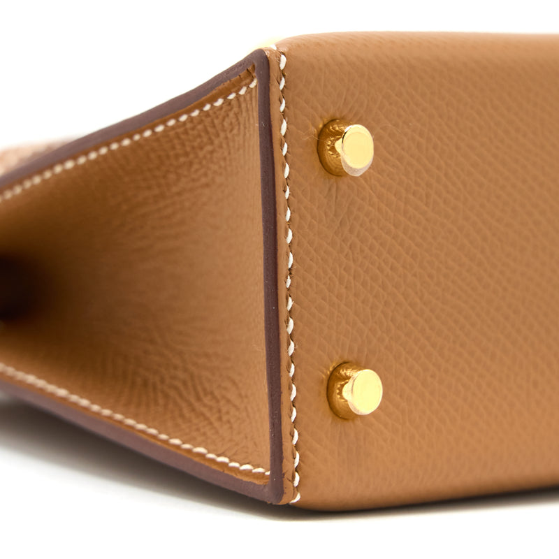 Hermes Mini Kelly II Epsom Gold GHW Stamp Z