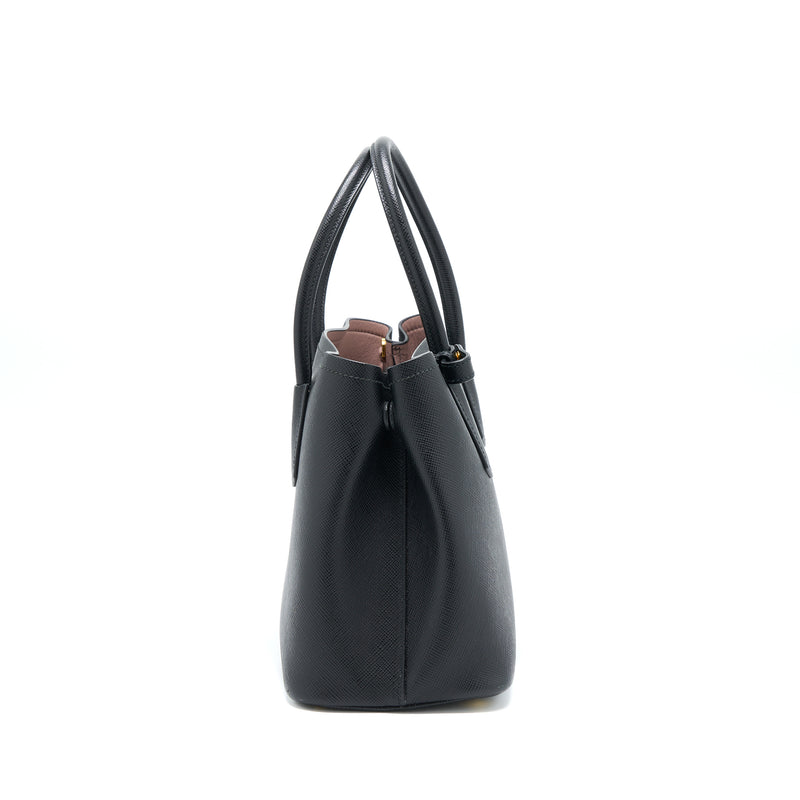 Prada Saffiano Double Bag Calfskin Black GHW