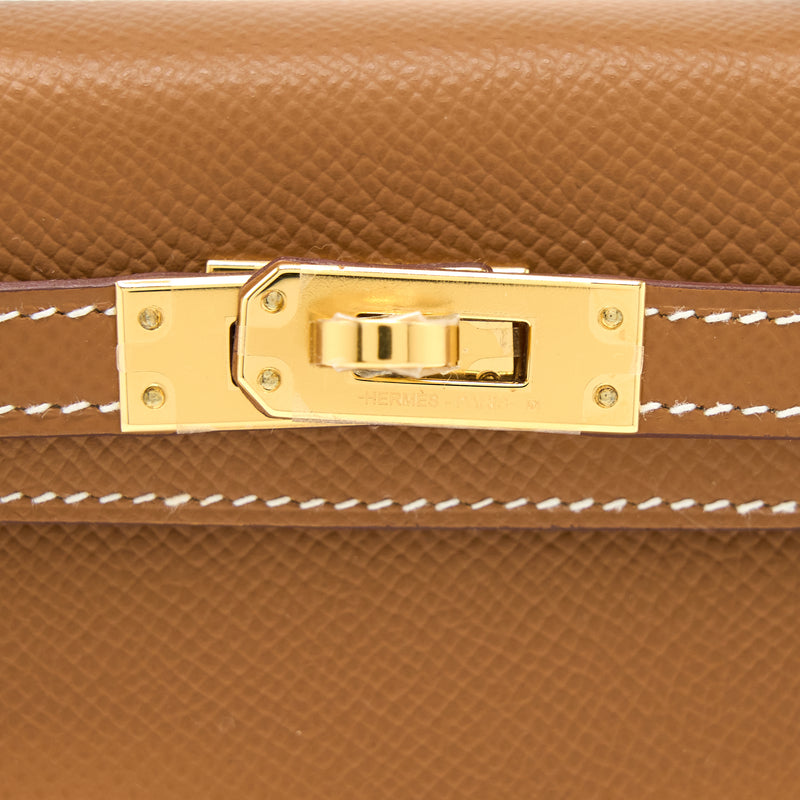 Hermes Mini Kelly II Epsom Gold GHW Stamp Z