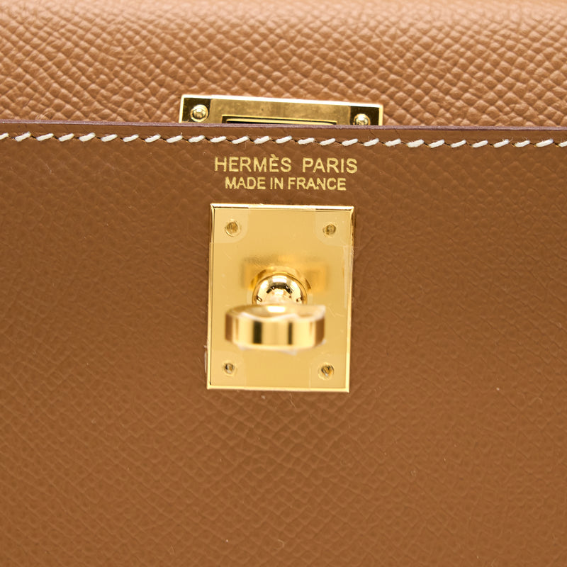 Hermes Mini Kelly II Epsom Gold GHW Stamp Z