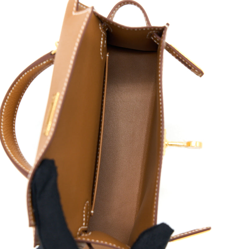 Hermes Mini Kelly II Epsom Gold GHW Stamp Z