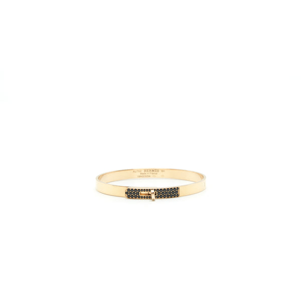 Hermes Kelly Bracelet size SH, small model Rosegold and black spinels Gemstones