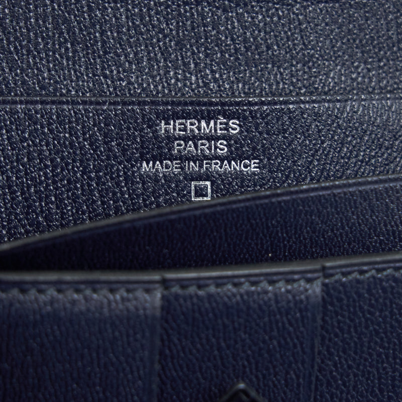 Hermes Alligator Bearn Wallet Blue Marine SHW