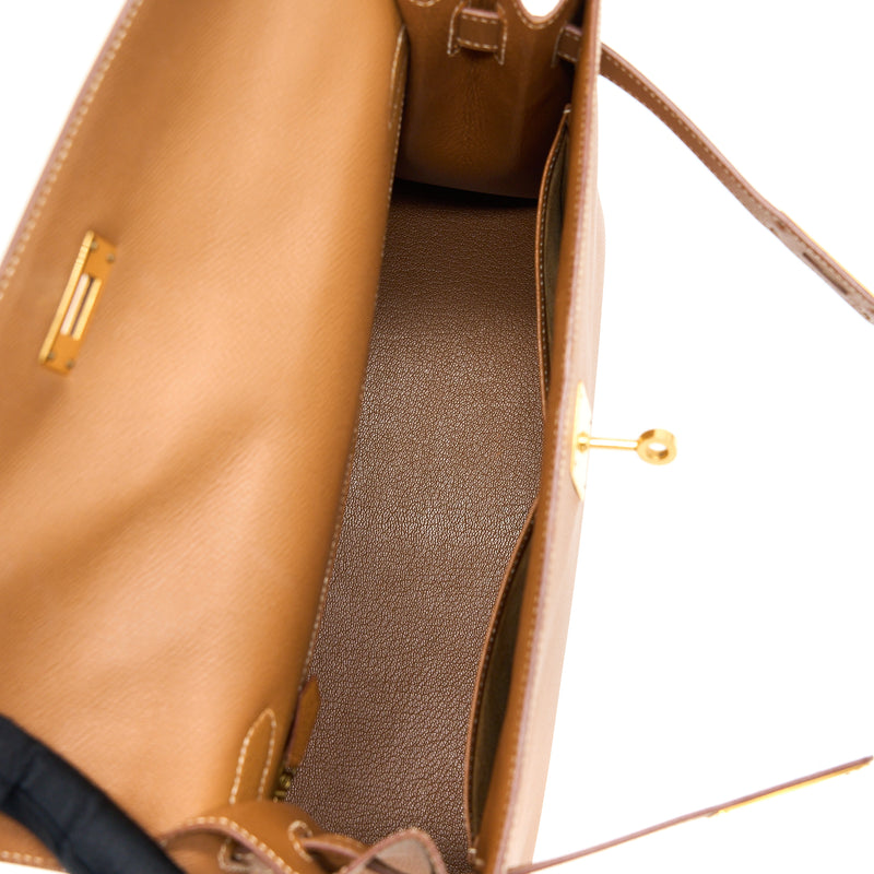 Hermes Kelly 32 Sellier Epsom Gold GHW Stamp Circle Y
