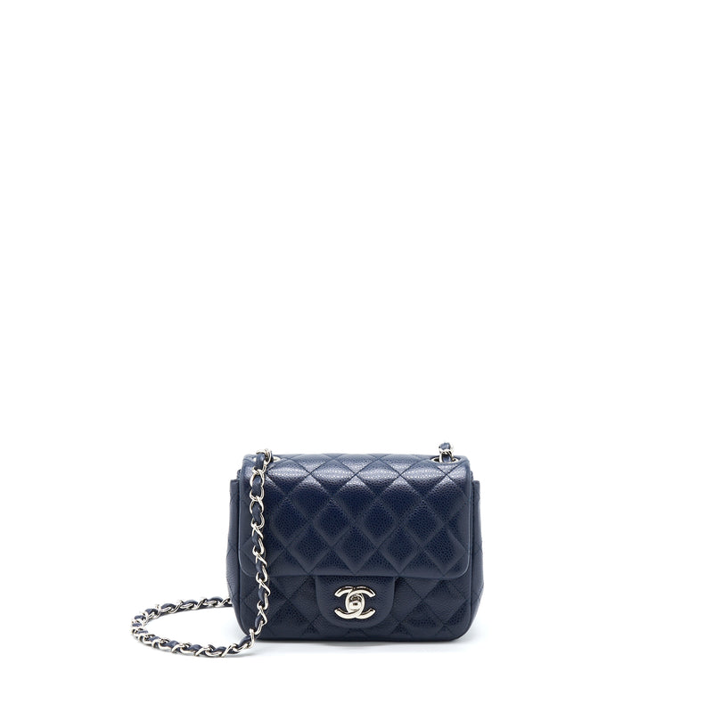 Chanel Mini Square Flap Bag Caviar Navy SHW
