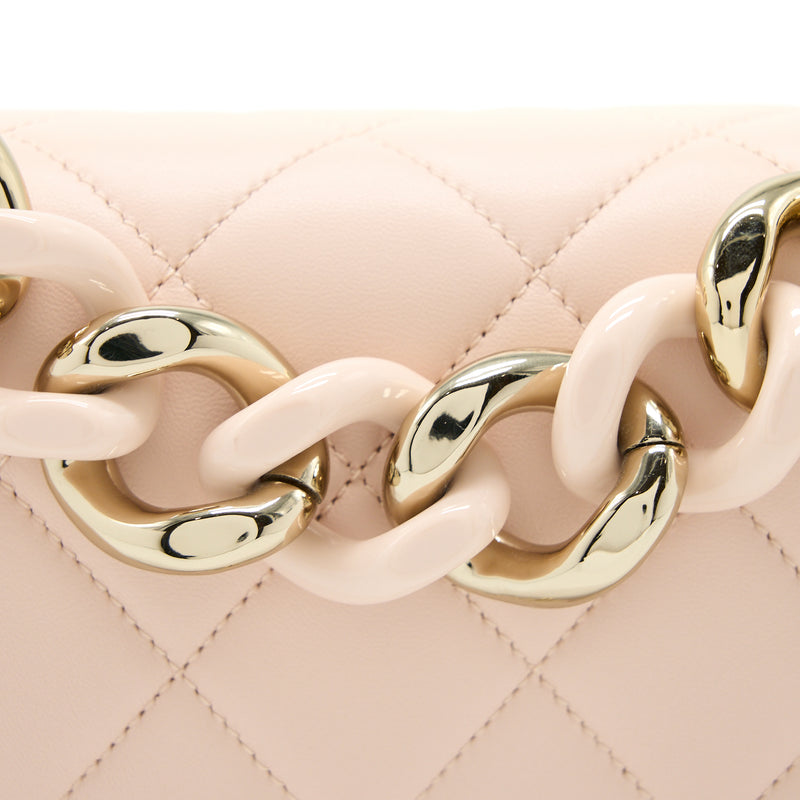 Chanel 22C Rectangular Flap Bag with Giant Top Handle Lambskin Pink LGHW(Microchip)