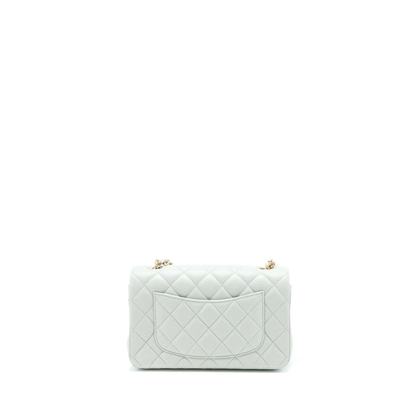Chanel 23C Mini Rectangular Flap Bag Lambskin Light Grey LGHW (Microchip)