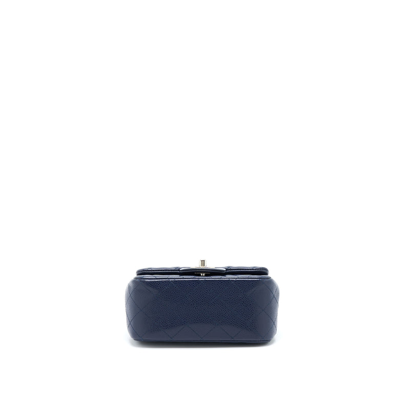 Chanel Mini Square Flap Bag Caviar Navy SHW