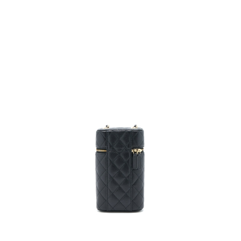 Chanel Phone Holder / Wallet with Chain in Black Caviar and LGHW