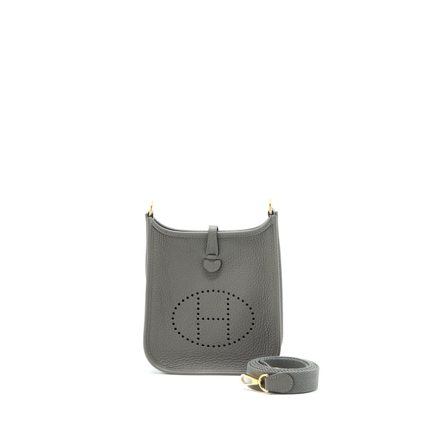 Hermes Mini Evelyn Clemence Gris Meyer GHW Stamp U