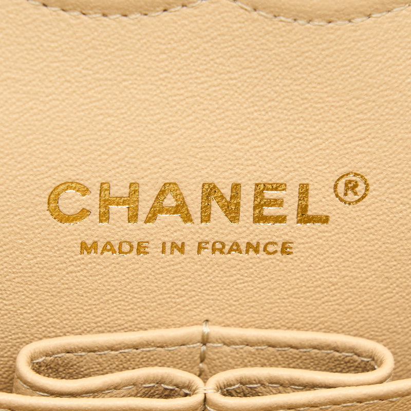 Chanel Medium Classic Flap Bag Lambskin Beige LGHW (Microchip)