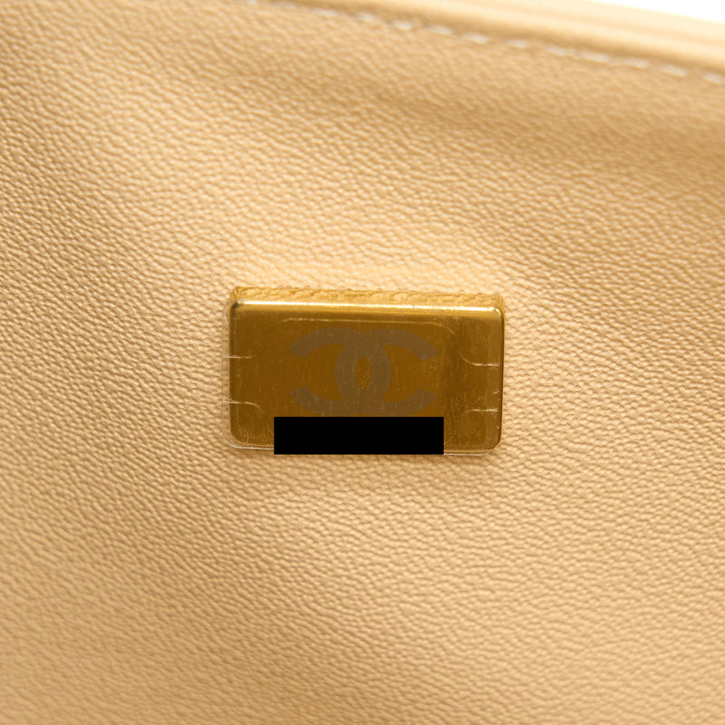 Chanel Medium Classic Flap Bag Lambskin Beige LGHW (Microchip)