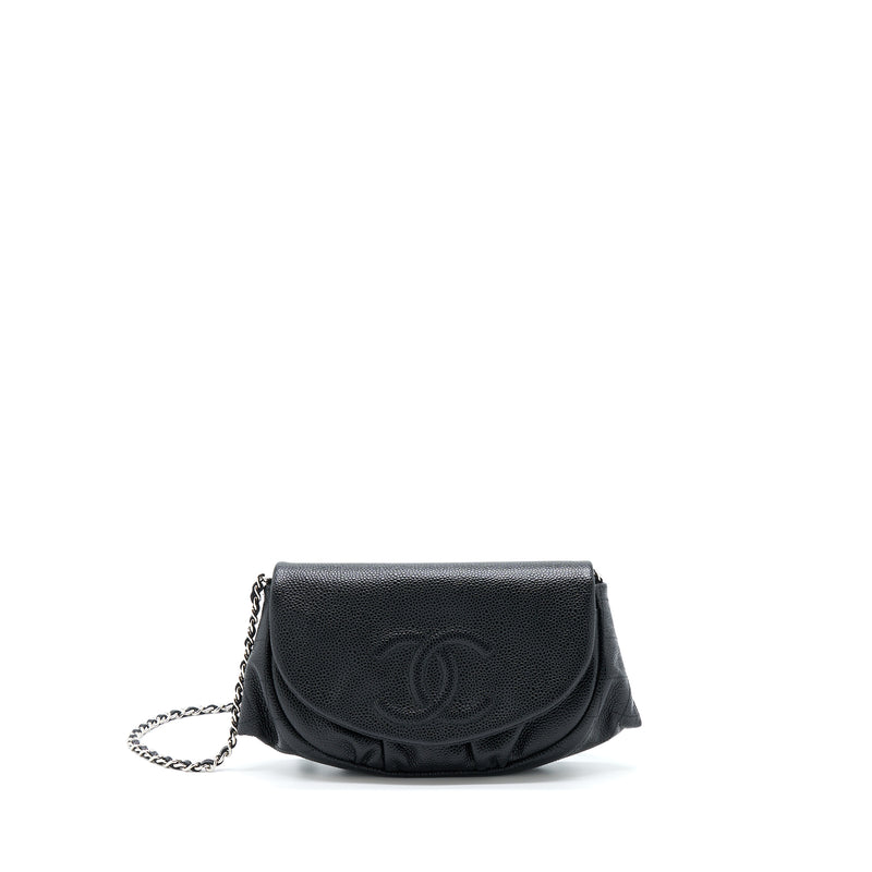 Chanel Half Moon Wallet On Chain Caviar Black SHW