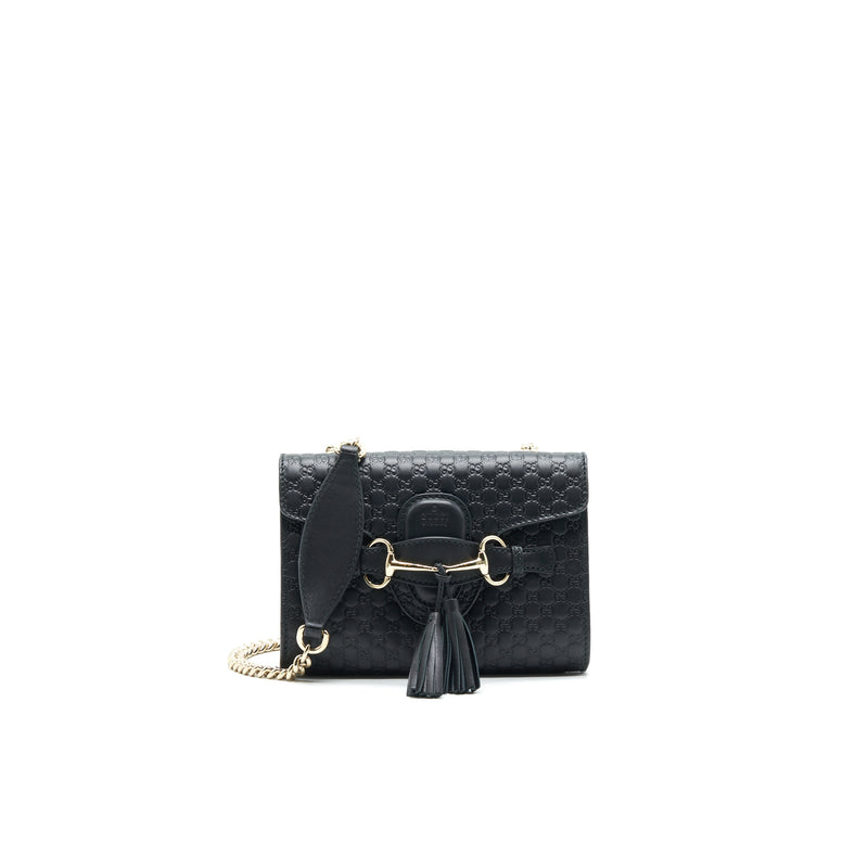 Gucci Emily Guccissima Mini Leather Shoulder Bag Black