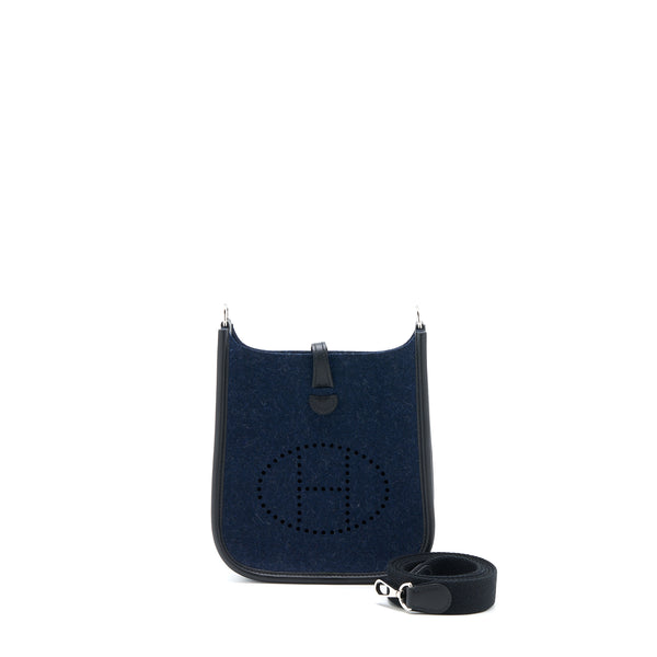 Hermes Mini Evelyne Feutre/Swift Blue Nuit/Black SHW Stamp Y
