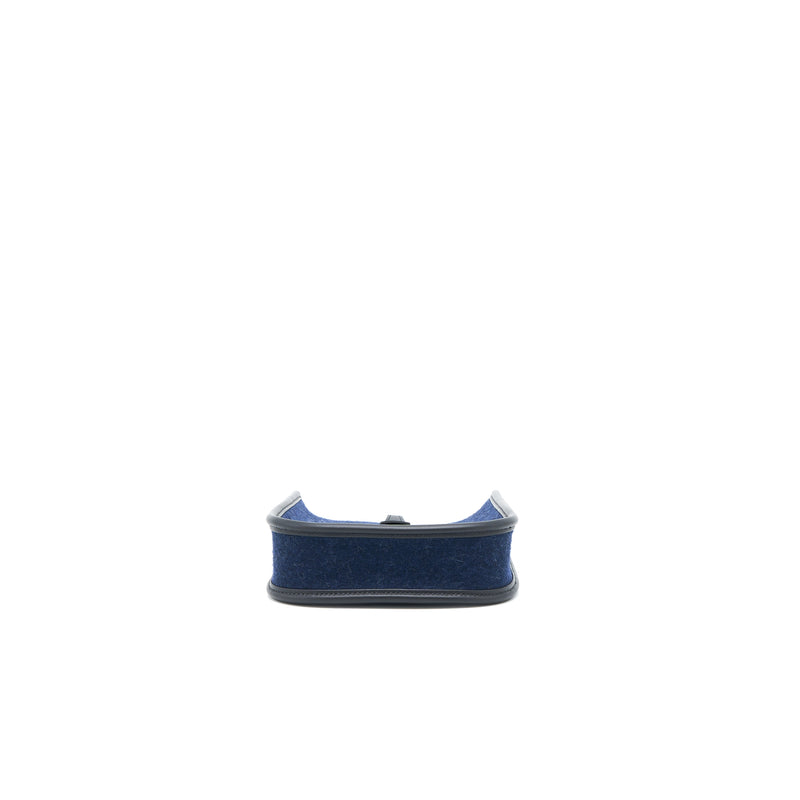 Hermes Mini Evelyne Feutre/Swift Blue Nuit/Black SHW Stamp Y