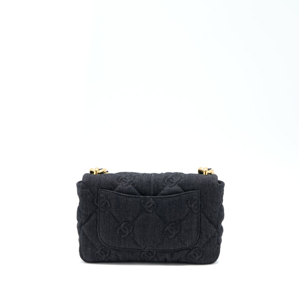 Chanel Chunky Chain Flap Bag Denim Black Brushed GHW (Microchip)