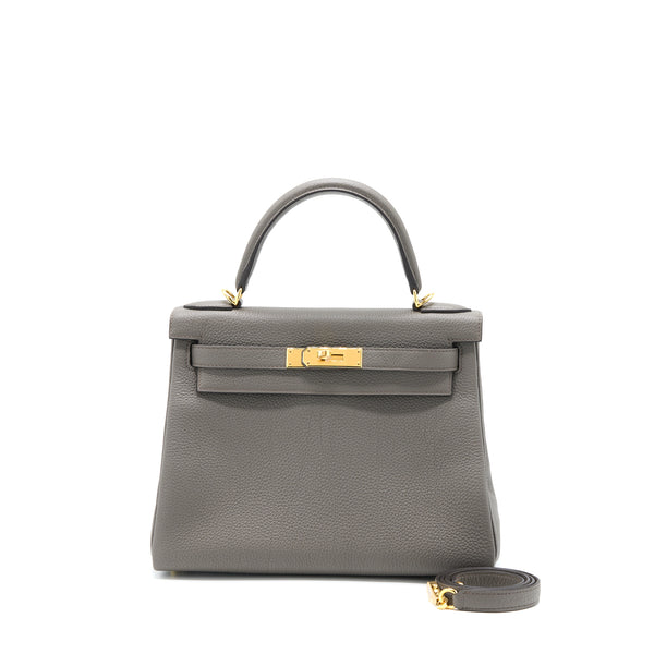 Hermes Kelly 28 Togo 8F Gris Etain GHW Stamp U