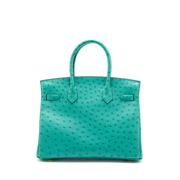 Hermes Birkin 30 Ostrich U1 Vert Verone GHW Stamp D