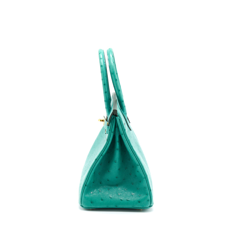 Hermes Birkin 30 Ostrich U1 Vert Verone GHW Stamp D