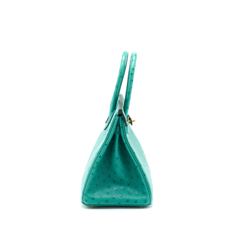 Hermes Birkin 30 Ostrich U1 Vert Verone GHW Stamp D