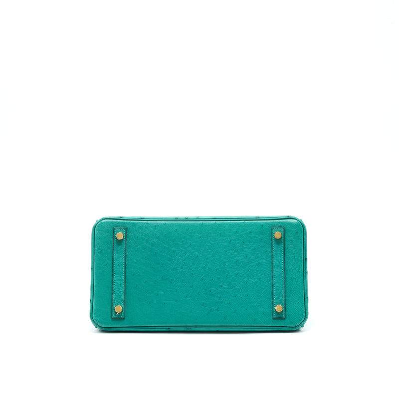 Hermes Birkin 30 Ostrich U1 Vert Verone GHW Stamp D