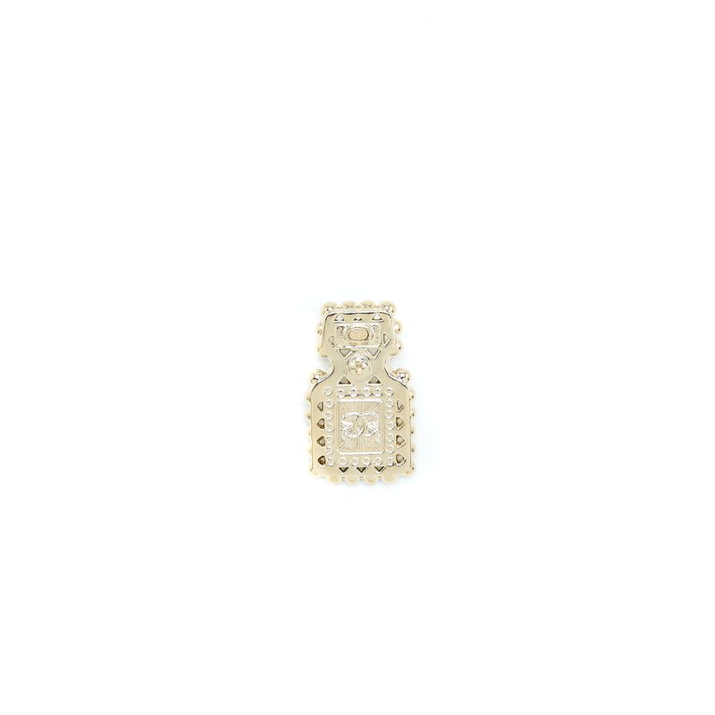 Chanel Logo Bottle Brooch With Crystals Light Gold Tone