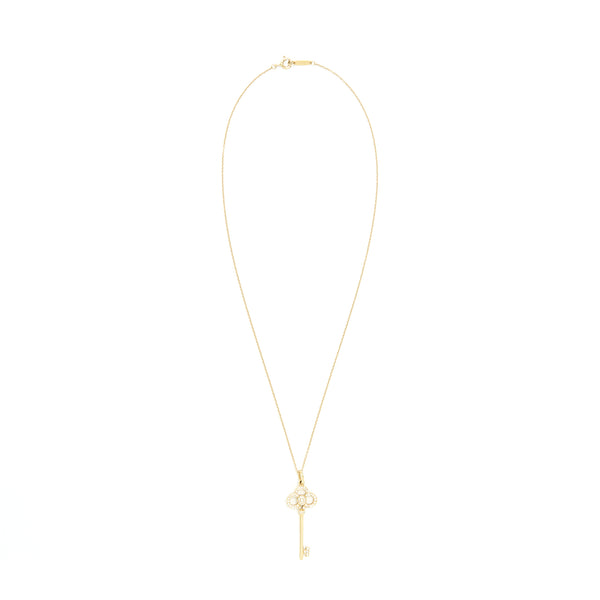 Tiffany Keys Crown Key Pendant Yellow Gold With Dimonds