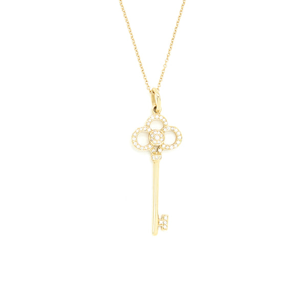 Tiffany Keys Crown Key Pendant Yellow Gold With Dimonds
