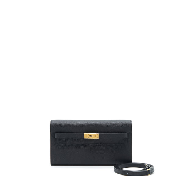 Hermes Classic Kelly To Go Epsom Black GHW Stamp U