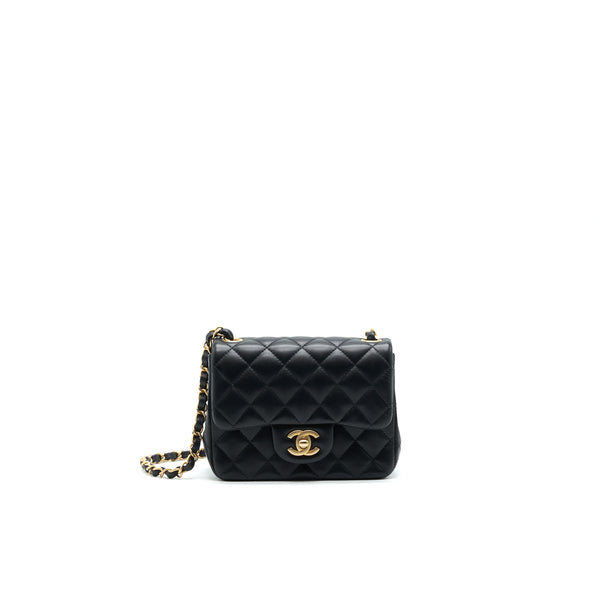 CHANEL MINI SQUARE BLACK LAMBSKIN GHW