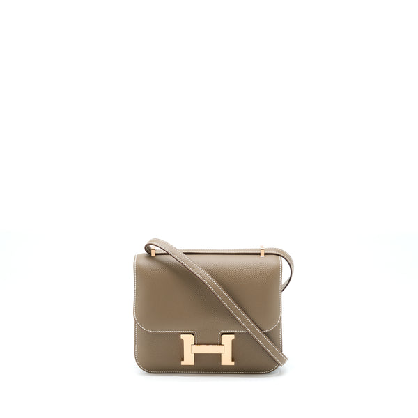 Hermes Mini Constance Epsom Etoupe RGHW Stamp U