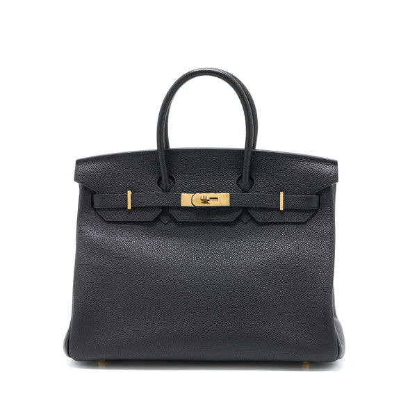 Hermes Birkin 35 Fjord Black GHW Stamp Square Q