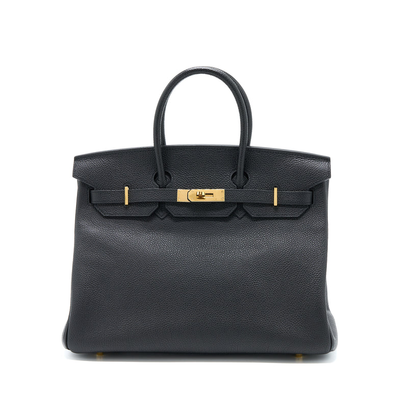 Hermes Birkin 35 Fjord Black GHW Stamp Square Q