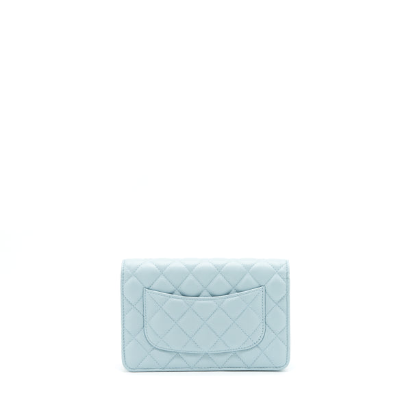 Chanel 22P Wallet On Chain With CC Logo Chain Caviar Light Blue LGHW