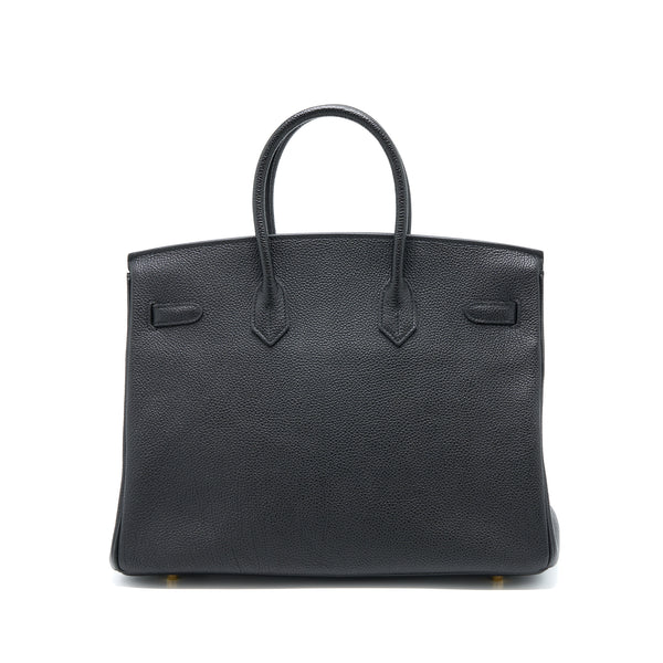 Hermes Birkin 35 Fjord Black GHW Stamp Square Q