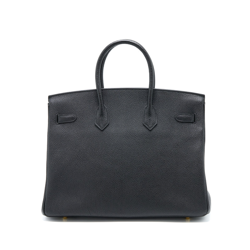 Hermes Birkin 35 Fjord Black GHW Stamp Square Q