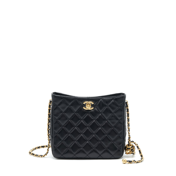 Chanel 22S Pearl Crush Hobo Bag Lambskin Black GHW (Microchip)