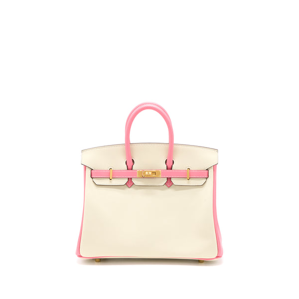Hermes Birkin 25 Special Order Swift Craie/Rose Azalee GHW Stamp U