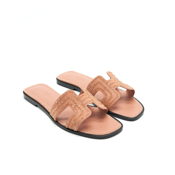 Hermes size37.5 oran sandal Rose Aube/ Nude