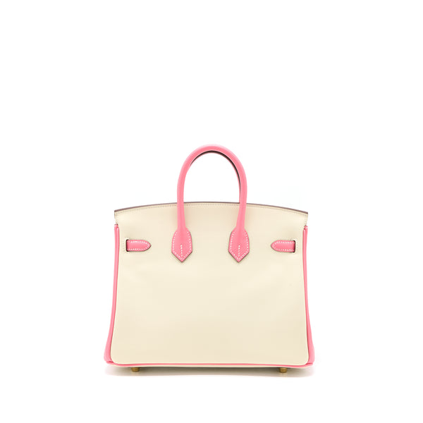 Hermes Birkin 25 Special Order Swift Craie/Rose Azalee GHW Stamp U