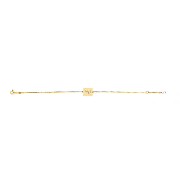 Celine Alphabet J Bracelet In Brass Gold Tone
